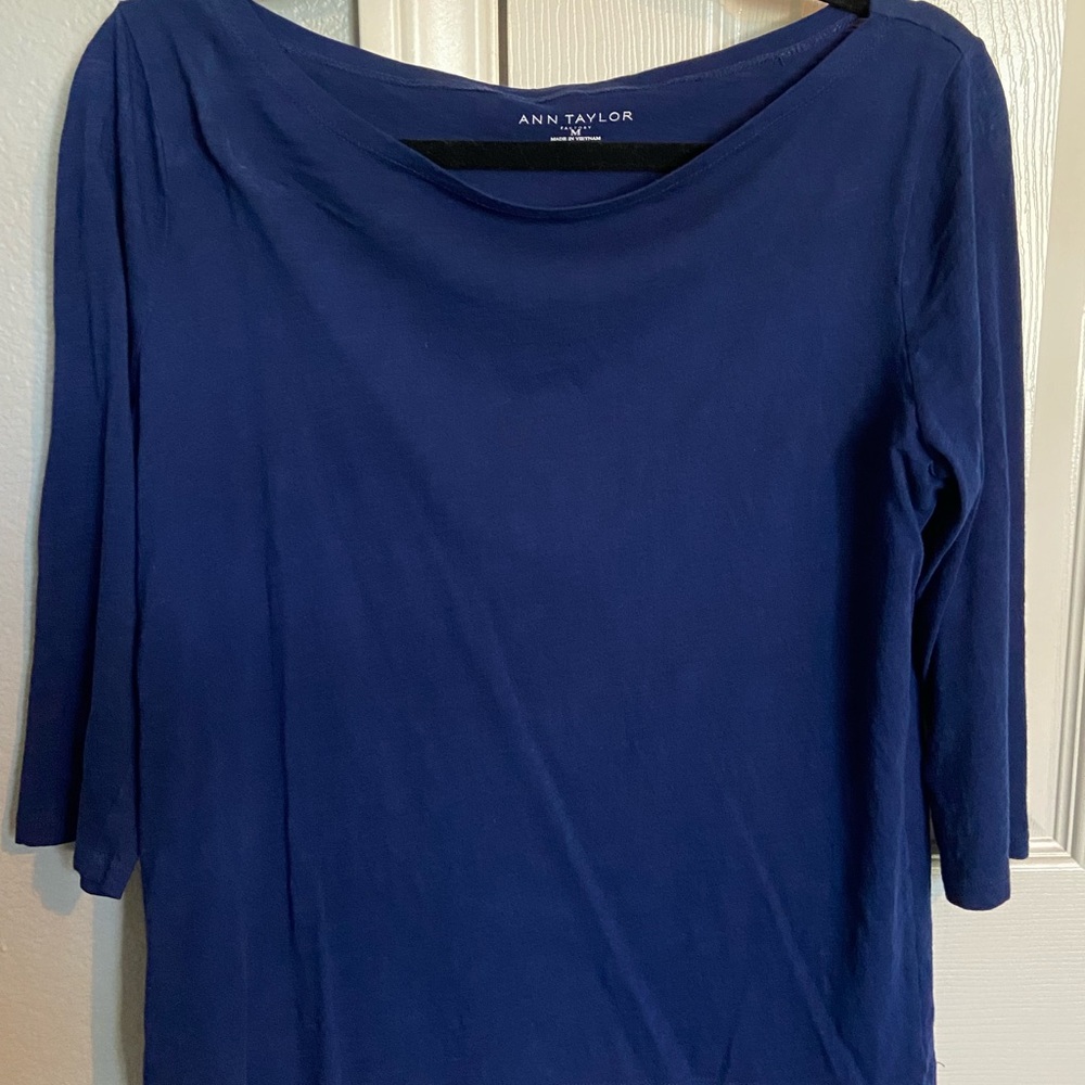 Ann Taylor 3/4 length sleeves. Dark Blue color. Size Medium